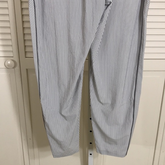 Athleta Brooklyn Textured Ankle Pant City Stripe Black/Sea Size 8 Petite - Picture 10 of 14